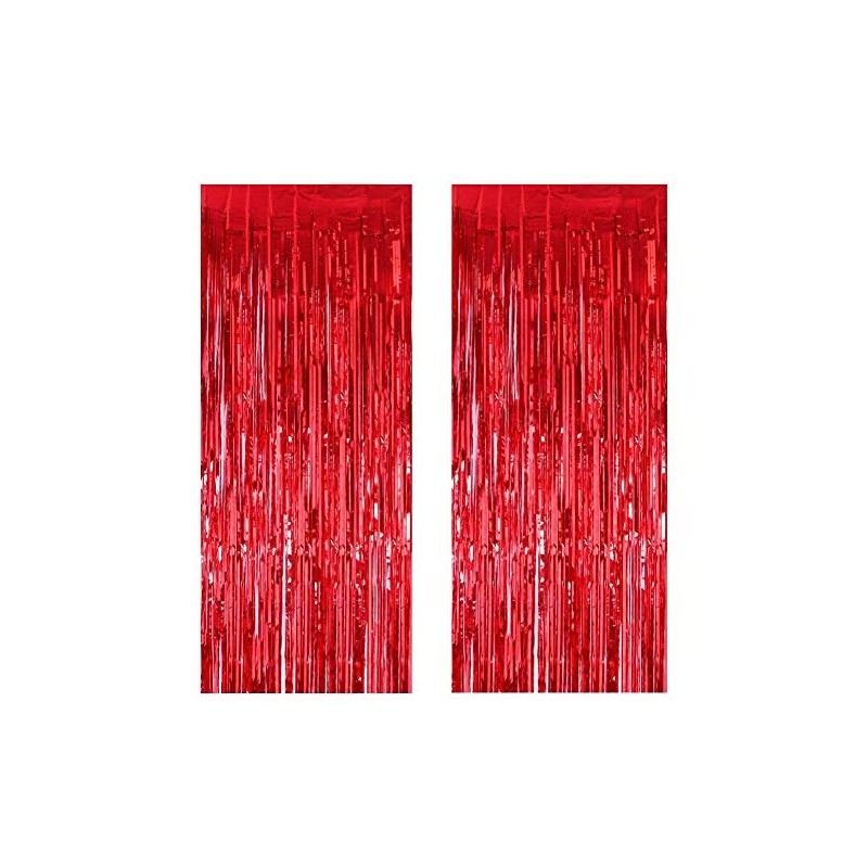 MORANTI Red Metallic Foil Fringe Curtain Foil Fringe Curtain for