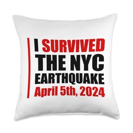 NYC Earthquake I Survived Earthquake Emergency Kit Throw Pillow