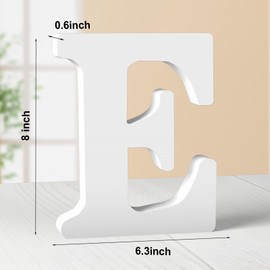WOODOUNAI 8 Inch White Wood Letters Unfinished Wood Letters for Wall Decor Decorative Standing Letters White Block Letters for Wall Decoration for Craft Home Party Projects (E)