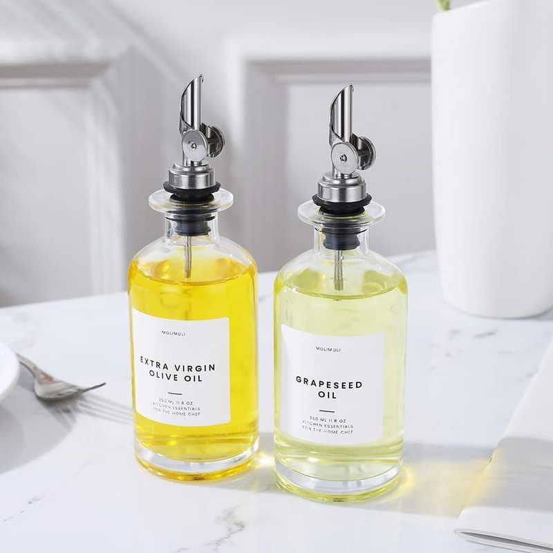 Molimoli Oil and Vinegar Dispenser with Metal Pour Spout, Weighted