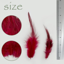 200pcs Feathers for Crafts, Loose Rooster Saddle Hackle Feathers for Christmas Decorations Earrings Jewelry Making Dream Catcher Decoration (Burgundy)