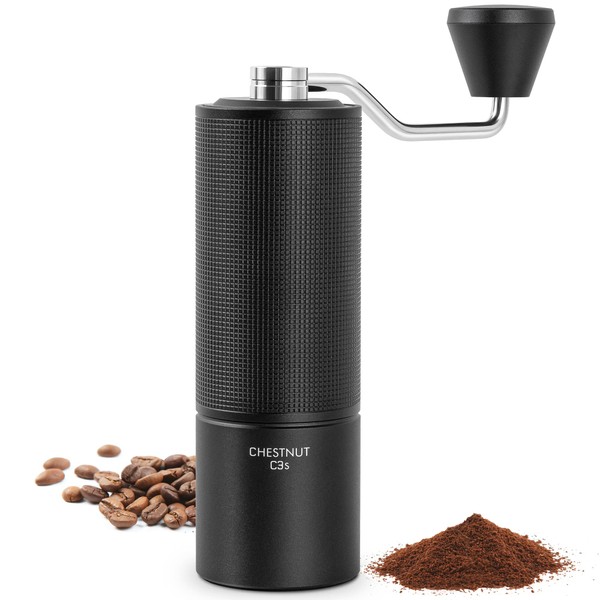 TIMEMORE Chestnut C3S Manual Coffee Grinder, Hand Coffee Grinder with Adjustable Grind Setting, Stainless Steel S2C Conical Burr Coffee Grinder, for Espresso to French Press - Black