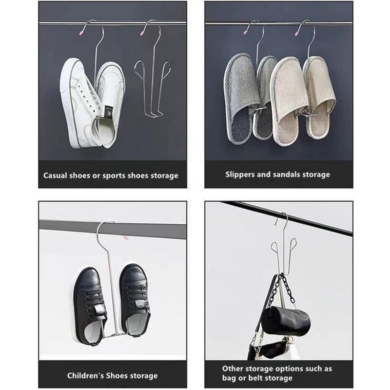 Leoyoubei 10 Pack Stainless Steel Shoes Hanger Drying Rack for