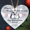 Heart-Shaped Penguin Love Plaque - "When a Penguin Finds Its