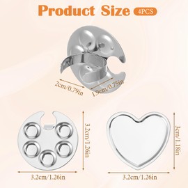 Piriuuo 4 Pack Mini Nail Art Palette, Nail Polish Mixing Plate Metal Manicure Palettes Tools with Finger Rings Nails Art Tools Makeup Palette for Mixing Nail-Art Foundation Cosmetic