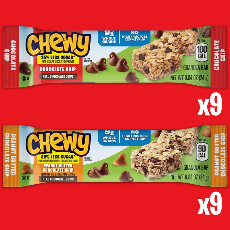 Quaker Chewy Granola Bars, 25% Less Sugar, 2 Flavor Variety