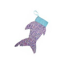 I Believe in Mermaids - Sequin Shark Tail Christmas Stocking - Teal Sparkle
