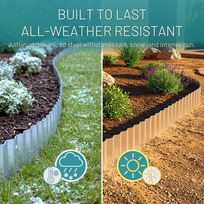 50FT Galvanized Steel Corrugated Metal Landscape Edging – Flexible &
