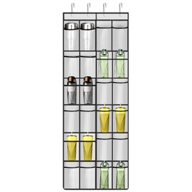 Intersnug Over The Door Water Bottle Organizer,Water Bottle 24 Holders Water Bottle Storage Rack Cup Organizer Various Sizes Cup Organizer For Kitchen Cabinet Pantry Closet Bedroom Bathroom，Grey