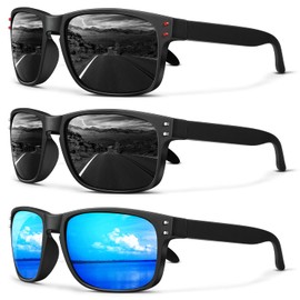 Mens Sunglasses Polarized, Retro Square Sun Glasses for Men Women Sports Style with UV400 Protection for Driving (Grey/Grey/Ice Blue)
