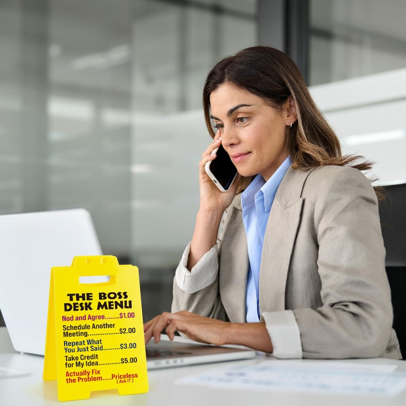 Funny Boss Desk Menu Sign - Fun Gag Gift for