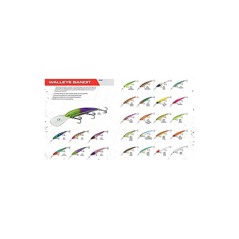 BANDIT LURES Walleye Deep Minnow Jerkbait Fishing Lure, Fishing Accessories,