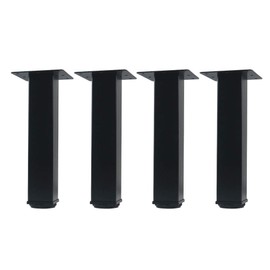 QLLY 8 inch Adjustable Metal Furniture Legs, Square Office Table Furniture Leg, Desk Leg, Set of 4 (Black)