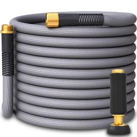 TITAN Garden Hose | Flexible, Lightweight, Kink-Free & Durable Hybrid Water Hose with Heavy Duty Brass Connectors & High-Pressure Jet Nozzle (25FT x 5/8”)