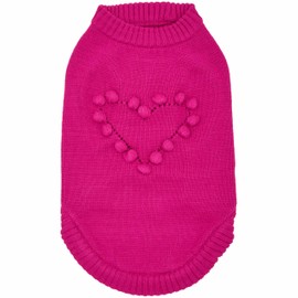 Blueberry Pet 2023 New Heart Dog Sweater Valentine’s Day Clothes for Small Girl Dogs, Hot Pink Pullover Crewneck Holiday Apparel, Back Length 10”