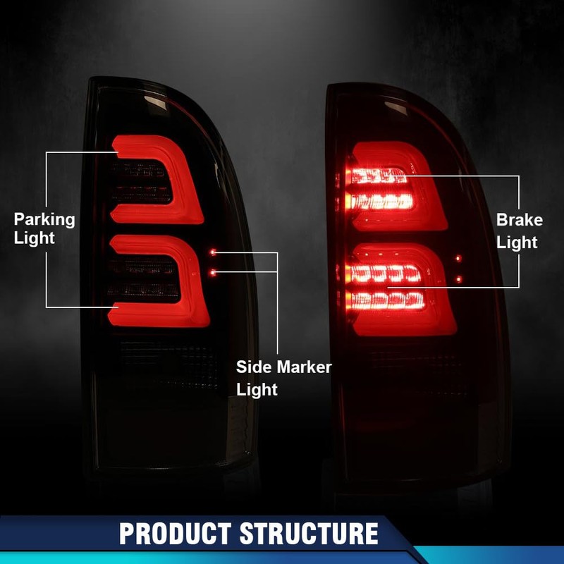 PIT66 LED Tail Lights Assembly, Compatible with Toyota Tacoma 2005-2015