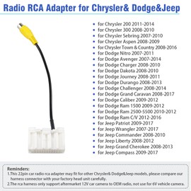 JAYUBIEN Radio Rear Camera RCA Adapter Replacement for Jeep Chrysler Dodge,Factory Stereo Backup Camera RCA Video Input Cable Wiring Harness,22Pin OEM Car Radio Reverse Camera RCA Connector