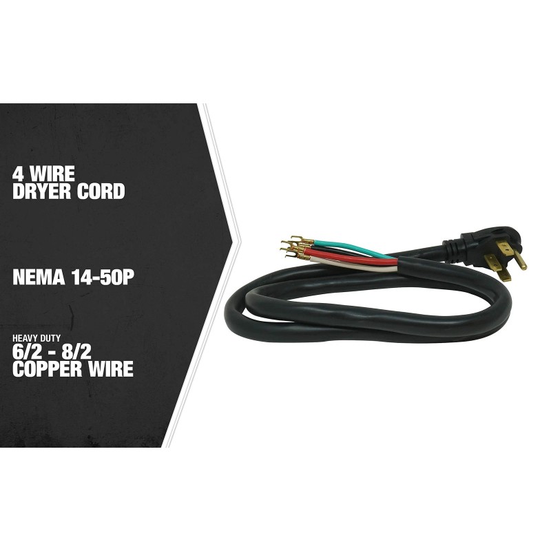 Coleman Cable Southwire 50-Amp 4-Wire Range Power Cord; 6-Foot; 6';