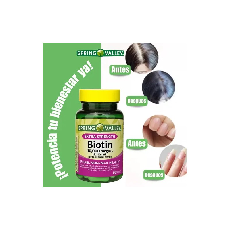 Biotina Premium Piel Cabello Uñas 10,000mcg 60 Caps