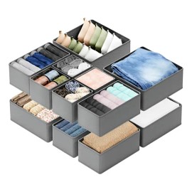 12 Organizador De Ropa Interior Plegable Para Cajones Cajas Color Gris