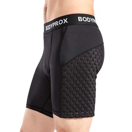 Bodyprox - Pantalones cortos deslizantes de béisbol para hombre, con relleno de compresión, Negro -, X-Large