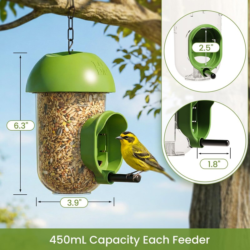 LONA Bird Feeders for Outdoors 2 Pack, Tube Birds Feeder