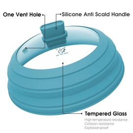 Microwave Cover for Food 10.5 Inch Collapsible Glass Microwave Cover with Handle Silicone Microwave Splatter Cover for Pot Plate Bowl (Blue)