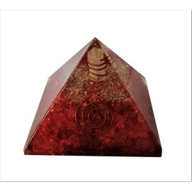 Purpledip Red Jasper Orgone Pyramid with Crystal Quartz Energy Rod: Good Luck Healing Charm, Divine Spiritual Crystal Stone (11510)