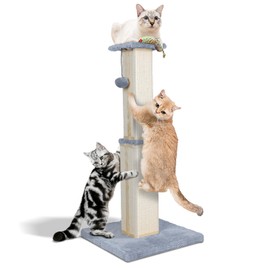 Lesnox Scratching Posts for Indoor Cats Adults & Kitten,31.1" H Cat Scratching Post,Tall Sisal Cat Scratching Post with Hanging Ball,Grey