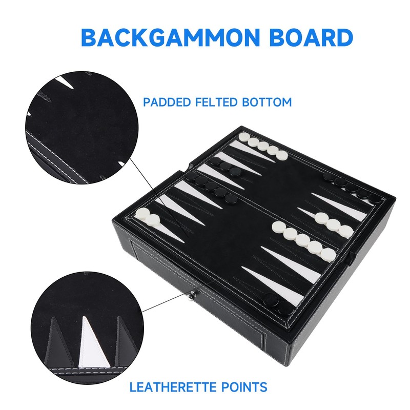 GSE Games & Sports Expert 12.5" Premium Leather 5-in-1 Chess,