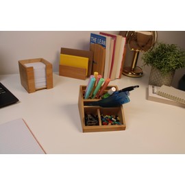 Wedo 61507 Butler bamboo, 3 compartments, pens insert, dimensions 15.4 x 12.3 x 9 cm, in a gift box, brown