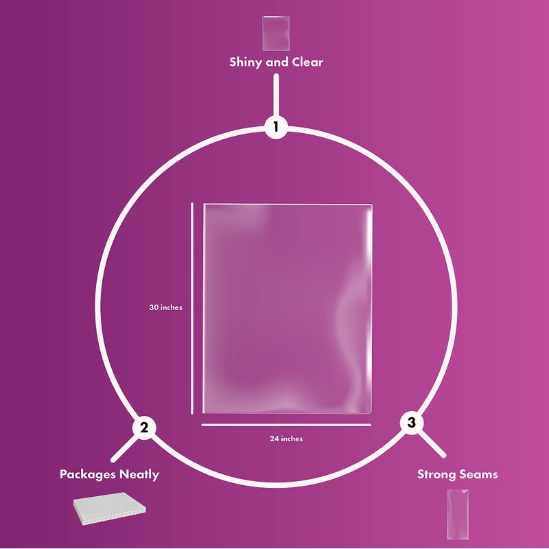 Purple Q Crafts Clear Cellophane Basket Bags 24"x30" 10 Pack