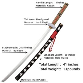Zoro Sword Bamboo - Roronoa Cosplay Sword Set: Enma, Trafalgar Law, Edward Newgate - Original Textures for Anime, Suitable for Cosplay, Decoration, Collection