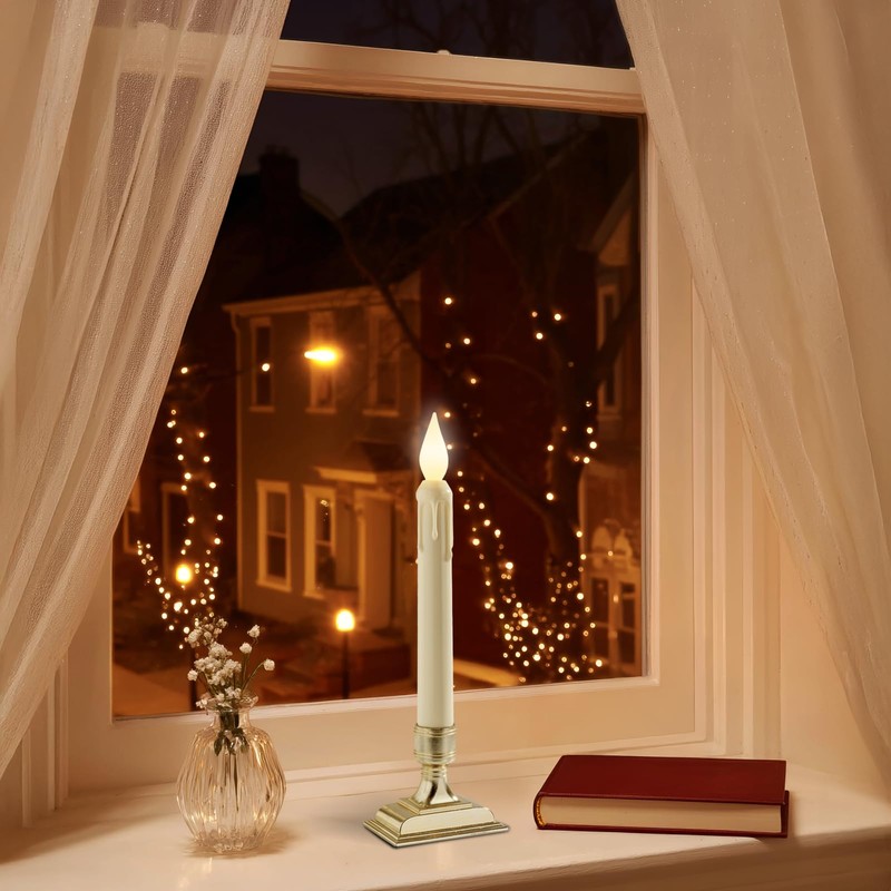 Meigic 6 Pcs Sensor Dawn to Dusk Window Candles, Flickering