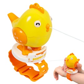 Children's Water Gun, 3-in-1 Water Gun, Small, Portable Water Gun, Wristwatch, Yellow Chicken Water Gun, Launcher Watch, for Summer, Swimming Pool, Beach, Sand, Outdoor, Water Activity