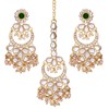 Aheli Kundan Pearl Chandbali Pendientes con Maang Tikka Conjunto de