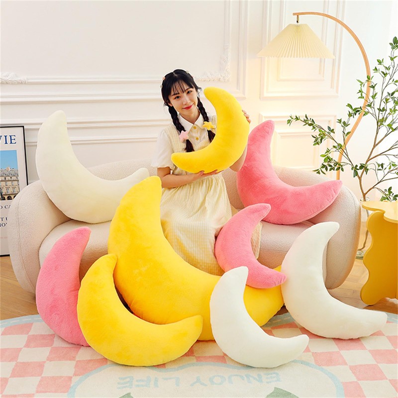 Herfair Cuddly Cushion Children's Moon Cushion Soft Fluffy Moon Shape
