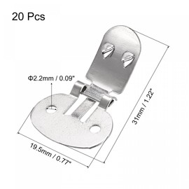 sourcing map Pack of 20 Blank Shoe Clips 31 mm x 19.5 mm Iron for DIY Crafts Decoration Silver Tone