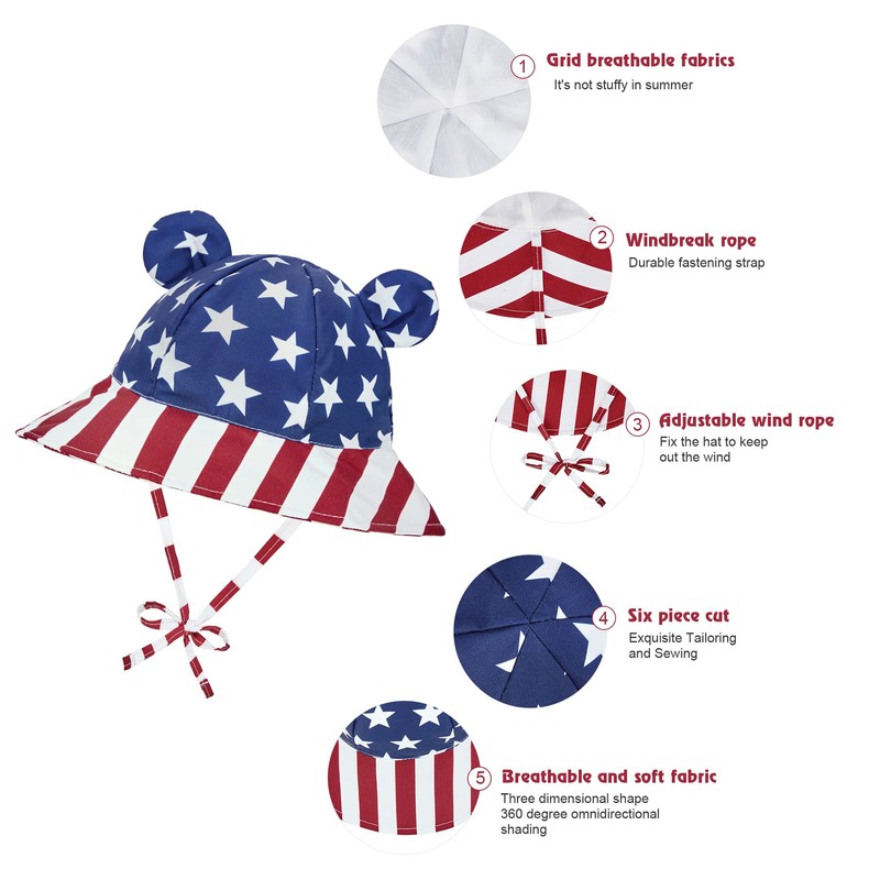 Zando Baby American Flag Bucket Hat Infant 4th of July