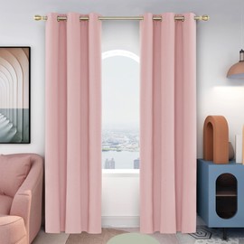 Deconovo Thermal Insulated Blackout Curtains Room Darkening & Energy Saving Solid Grommet Top Curtain Panels for Home Decor Bedroom Windows 2 Panels, Coral Pink, 42Wx95L in