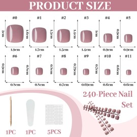 Velvoria 240 Pieces Coffee-Coloured Press-On Toenails, Artificial Toenails for Women, Coffee-Coloured Fake Toenails, Acrylic Toenail Tips