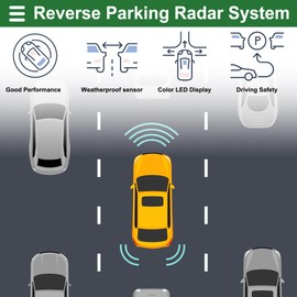 Motoforti Car Auto Vehicle Reverse Backup Radar System Reverse Parking Sensors Sound Warning Alarm Buzzer Reminder Distance Detection White 8Pcs Parking Sensors