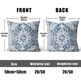 XPHZZL Cushion Covers 50 x 50 cm Set of 2 Soft Decorative Square Throw Pillow Case Boho Pillowcases for Sofa Bedroom Outdoor Home Office Car Decor with Invisible Zipper - Blue/Multi