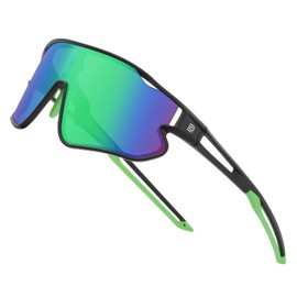 DUCO DK268 Children's Sunglasses, Baseball Sunglasses, Polarized Sunglasses, Sports, Ultra Lightweight Frame, UV Protection, For Running, Cycling, 5-12 Years Old, black/green
