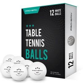 PRO SPIN Ping Pong Balls - White 3-Star 40+ Table Tennis Balls | High-Performance ABS Training Balls | Ultimate Durability for Indoor & Outdoor Table Tennis (Pack of 12)