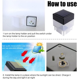 OUYANGL Solar LED Fence Post Cap for Wrought Iron and Aluminum Or Garden, Solar Fence Lights White Light, for Garden, Yard, Pathway 2In X 2In (5cm X 5cm)(White Light) 12PC