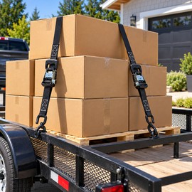 Ratchet Tie Down Straps for Cargo Securing – 4-Pack Heavy-Duty Straps with Safety Hooks for Trailers, Trucks & Moving