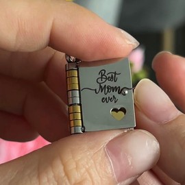 Best Mom Ever Book Necklace - Mother's Day, Birthday, Memorial Gifts Jewelry Love