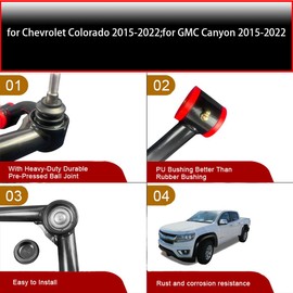 BST BSSP 2PCS Front Upper Control Arms 3in Suspension Leveling Lift Arms FUCA Compatible with 2015-2022 Chevy Colorado 3" Lifted Tubular Suspension 2"-4" Lift kit for 15-22 GMC Canyon