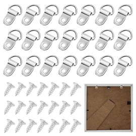 50Psc Heavy Duty D Rings Picture Hangers with 50Psc Screws, Adjustable Frame Hangers Kit, Double Holes D Ring Hanging for Multi-Surface Photos, Mirrors, Artworks, Picture Hanging Home Decoration
